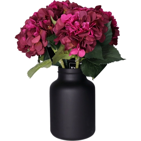 Kunstbloemen boeket Hortensia tak - 8x - bordeaux rood - 48 cm - kunst zijde bloem - hydrangea -