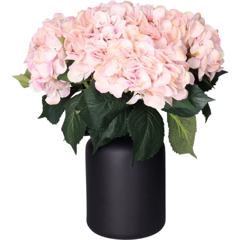 Kunstbloemen boeket Hortensia tak - 8x - roze - 48 cm - Kunst zijdebloemen - hydrangea -
