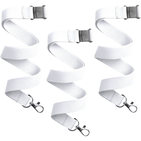 Keycord/lanyard koord - 100x - wit - met sleutelhanger - 50 cm -