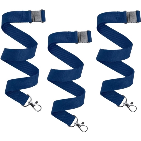 Keycord/lanyard koord - 50x - donkerblauw - met sleutelhanger - 50 cm -