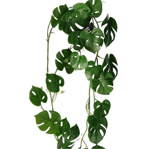 Bellatio Design kunstplant/hangplant slinger - 2x - Monstera - groen - 180 cm -