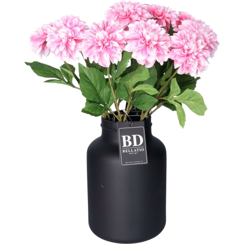 Bellatio Design Kunstbloemen boeket Dahlia - 10x - 50 cm - lichtroze - kunst zijdebloemen -