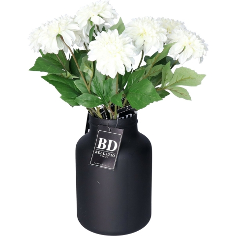 Bellatio Design Kunstbloemen boeket Dahlia - 10x - 50 cm - creme wit - kunst zijdebloemen -