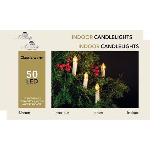 Anna's Collection kerstverlichting - 2x - 50 LED kaarsen - 1250 cm -