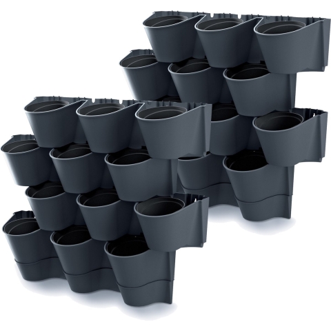 Prosperplast Plantenpotten - 2x - modulair - antraciet - L67 x B18 x H57cm -