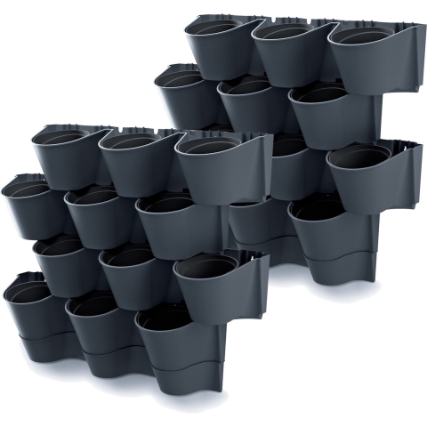 Prosperplast Plantenpotten - 4x - modulair - antraciet - L67 x B18 x H57cm -