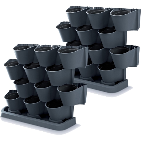 Prosperplast Verticale tuin - 2x - modulair - staand - antraciet - 67 cm -