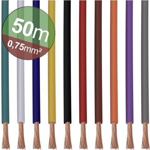 Quadrios 22CW005 Assortiment draden 1 x 0.75 mm² Wit, Blauw, Bruin, Oranje, Groen, Geel, Grijs, Violet, Zwart, Rood 1 set(s)