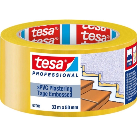 Tesa PVC-pleisterband | dwars geribbeld | geel | lengte 33 m | breedte 50 mm | 6 stuks - 67001-00001-00 67001-00001-00