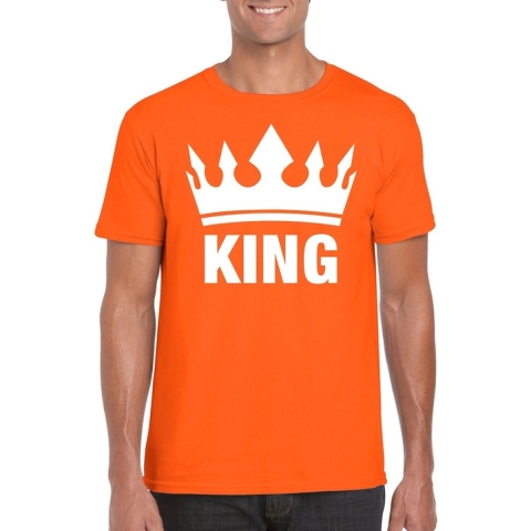 Koningsdag koppel King & Queen t-shirt oranje maat L L -