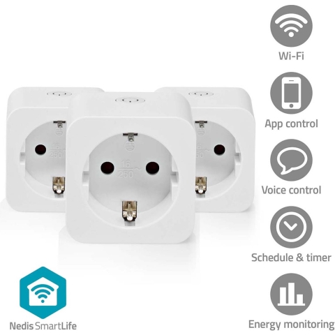 Nedis WIFIP121FWT3 Smartlife Smart Stekker Wi-fi Energiemeter 3680 W Type F (cee 7/7) 0 - 55 °c Android™ / Ios Wit