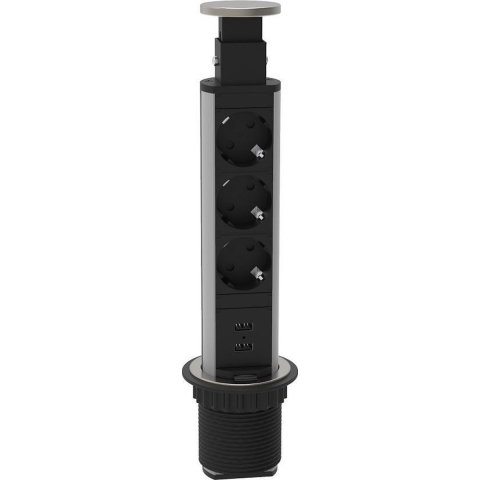 Schutte E1 inschuifbare stekkerdoos | 3-voudig stopcontact en 2 x USB 
 - 3073 3073