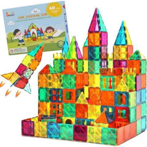 Gladi Magnetisch Speelgoed - Magnetic Tiles - 60 stuks