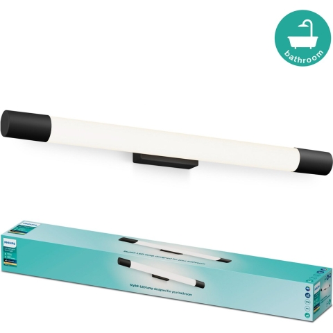 Philips Rover 8720169300217 LED-plafondlamp voor badkamer 10 W Warmwit Zwart
