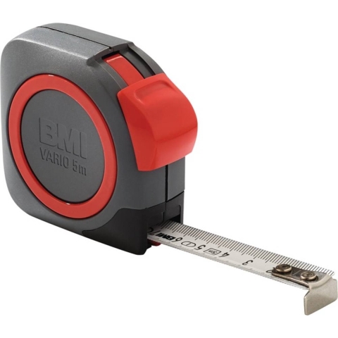 BMI Rolbandmaat | lengte 5 m | breedte 16 mm | EG I (± 0,7 mm/m) kunststof vastzetter | Kunststof vastzetter | 1 stuk - 411541820-EG I 411541820-EG I