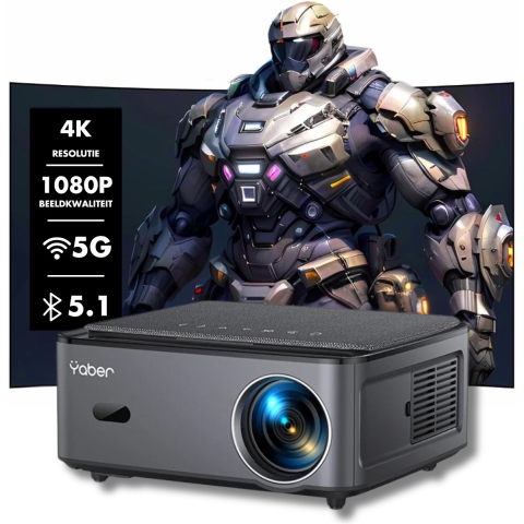 Yaber Pro U6 Beamer LED 800 ANSI-lumen 1920 x 1080 Full HD 4K ondersteuning, Autofocus, Automatische keystone-correctie, Smart System, geïntegreerde Apps