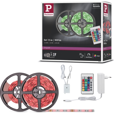Paulmann SimpLED 78979 LED-strip complete set Met connector (male) 12 V 7.5 m RGB 1 stuk(s)