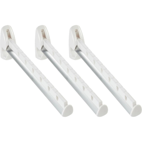 Set van 3x stuks kledinghaken inklapbaar wit 31 cm -