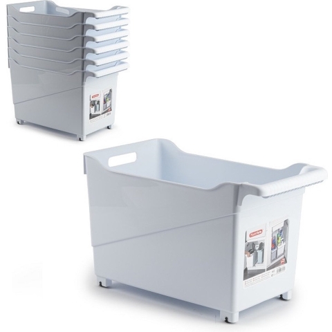 Set van 4x stuks kunststof trolleys wit op wieltjes L45 x B24 x H27 cm -