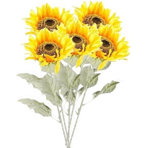 5x Gele zonnebloem kunstbloemen 82 cm -