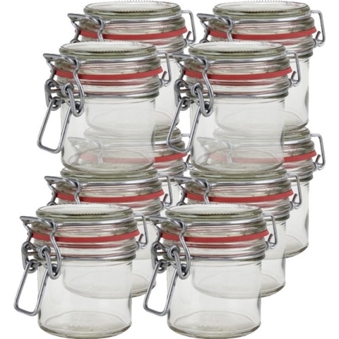 Weckpot/inmaakpot - 10x - glas - 100 ml - met beugelsluiting - transparant -