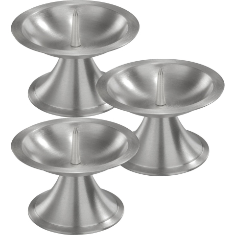 3x Luxe metalen kaarsenhouders zilver voor stompkaarsen van 7-8 cm -
