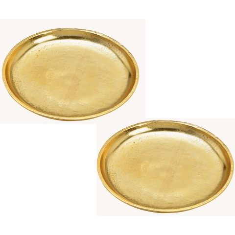 3x stuks ronde kaarsenborden/kaarsenplateaus goud van metaal 20 x 2 cm -