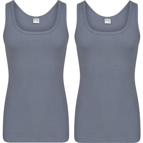 Set van 4x stuks Beeren heren hemd/singlet donker grijs 100% katoen, maat: L -