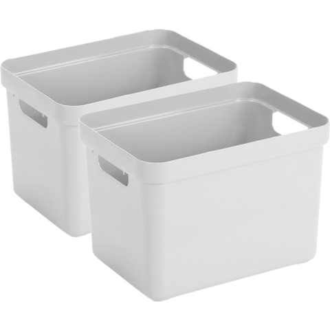 4x stuks witte opbergboxen/opbergmanden 18 liter kunststof -
