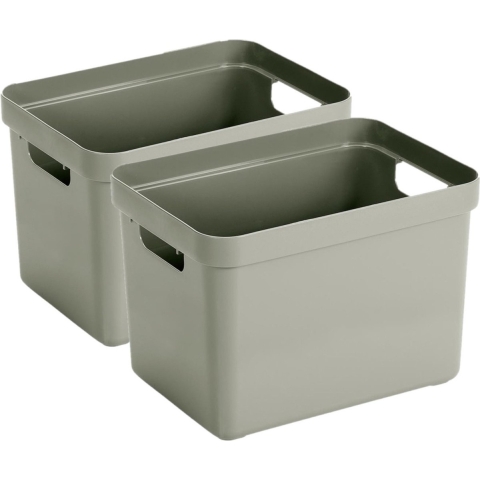 4x stuks lichtgroene opbergboxen/opbergmanden 18 liter kunststof -
