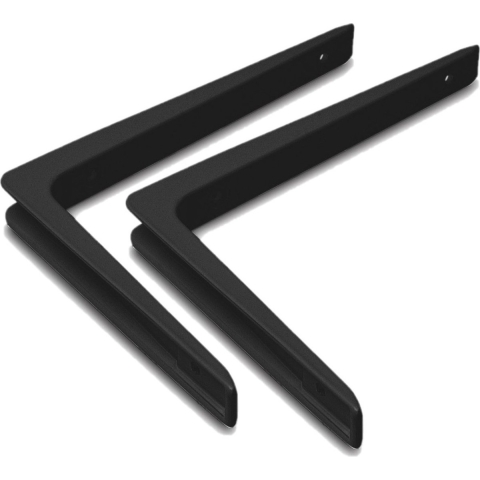 Set van 10x stuks planksteunen/ plankdragers zwart gelakt aluminium 15 x 20 cm tot 50 kilo -