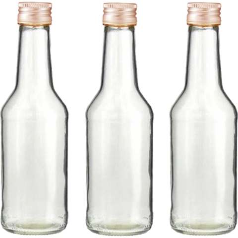Fles - Set van 20x stuks - met schroefdop - transparant - 200 ml - glas -