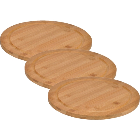 Set van 6x stuks bamboe broodplank/serveerplank/snijplank rond 25 cm -
