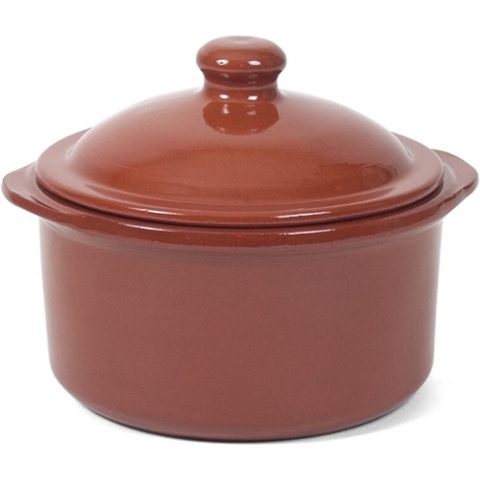 Ovenschaal/stoofpot - 8x - Oviedo - aardewerk - 20 x 18 cm - met deksel - bruin -