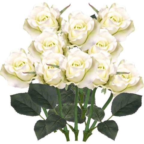 10x stuks kunst roos/rozen Alice wit 30 cm -