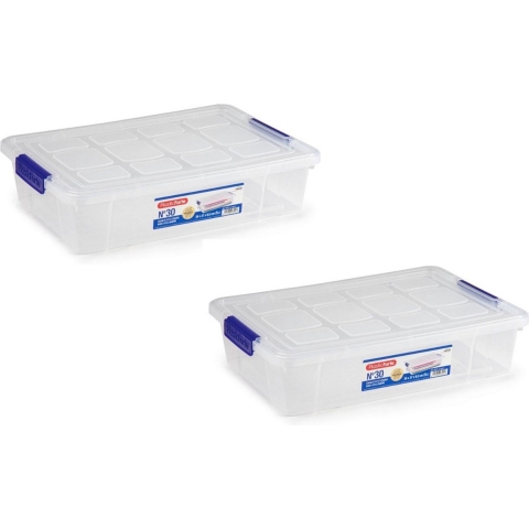PlasticForte Opbergbox met deksel - 8x stuks - 5L - organizer - 26 x 40 x 8,5 cm -