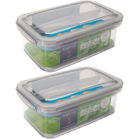 6x Voorraad/vershoudbakjes met inzettray 1,9 liter transparant/grijs plastic 24 x 15 cm -