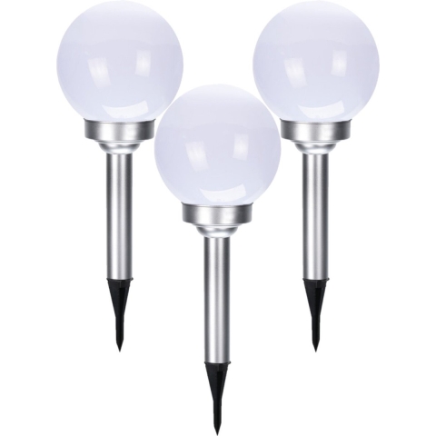 Set van 5x stuks solar tuinlampen/prikspots bol op zonne-energie 15 cm -