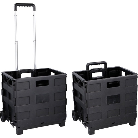 Set van 2x stuks opvouwbare opbergkratten/boodschappentrolleys 36 cm -