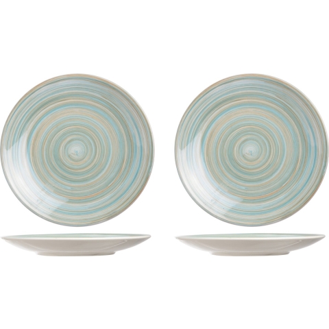 Cosy & Trendy ontbijt/dessert bordje Turbolino - 6x stuks - blauw - D22 cm - keramiek -