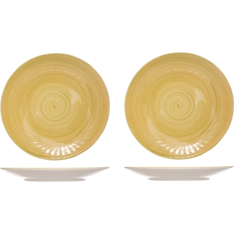 Cosy & Trendy ontbijt/dessert bordje Turbolino - 6x stuks - geel - D22 cm - keramiek -