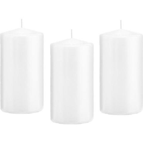Cilinderkaars/stompkaars - 8x - wit - 8 x 15 cm - 69 branduren -