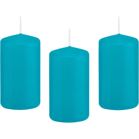Cilinderkaars/stompkaars - 12x - turquoise - 5 x 10 cm - 23 branduren -