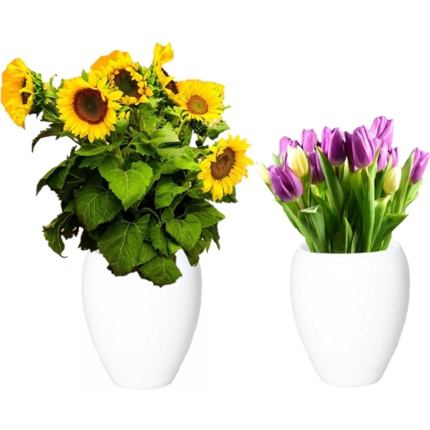 2x stuks bloemen vaas/vazen wit van keramiek D25 x H28 cm -