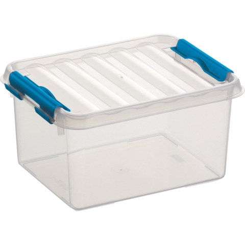 10x stuks opbergboxen/opbergdozen 2 liter kunststof transparant/blauw -
