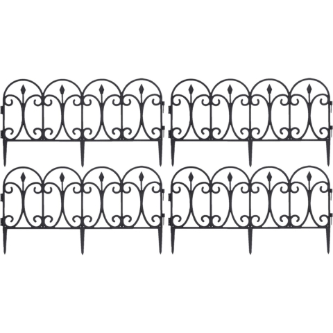 Tuinhekjes - 20x stuks - kunststof - 60 x 30 cm - zwart - borderrand - tuinafscheiding -