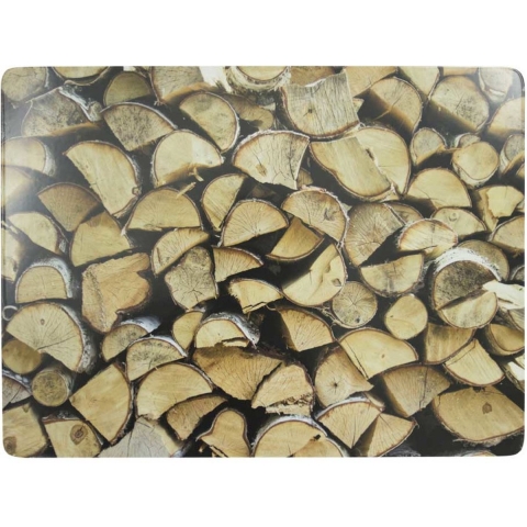 6x stuks rechthoekige placemats openhaard hout print kurk 30 x 40 cm -
