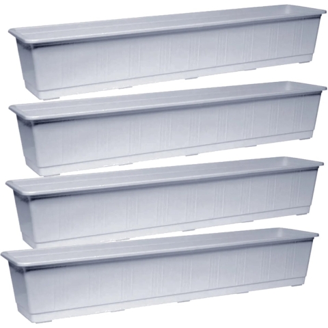 Set van 4x stuks plantenbakken licht grijs rechthoekig 80 x 17,5 x 14,5 cm -