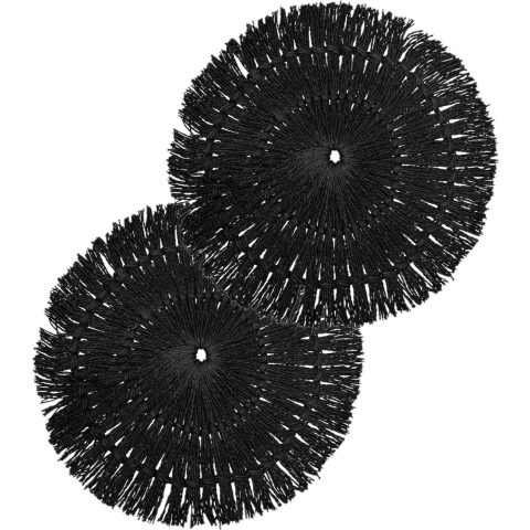 Set van 8x stuks placemats raffia zwart 38 cm -