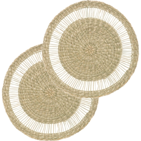 Set van 10x stuks placemats zeegras naturel 38 cm -